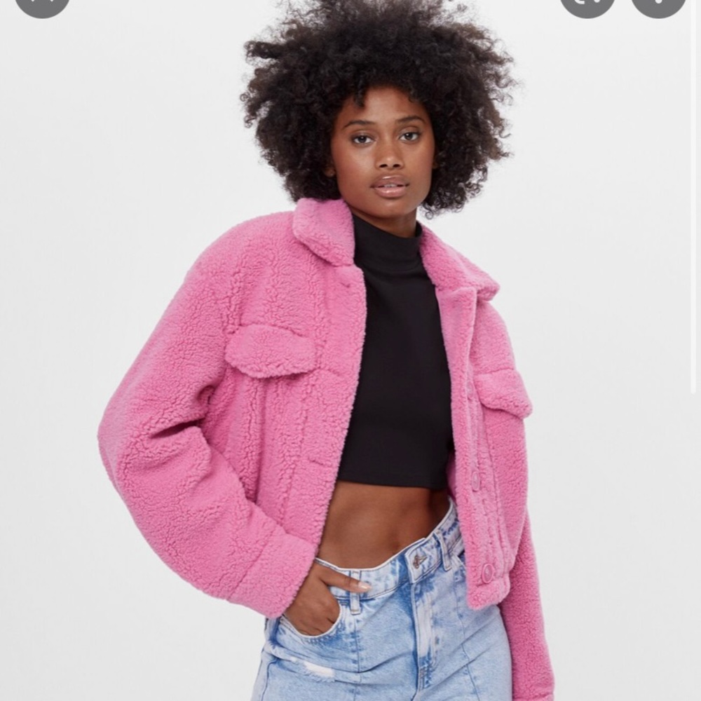 Bershka Shearling pink jacket